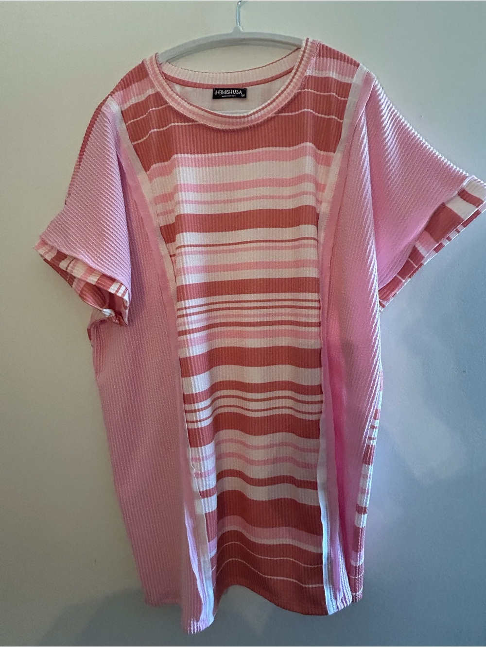Heimish Pink Striped Women’s Short Sleeve Top